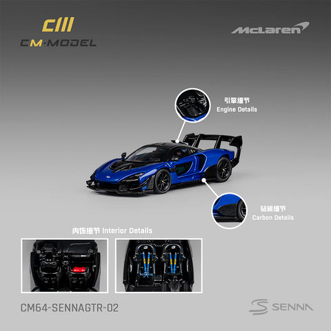 McLaren Senna GTR Metallic Blue Limited Edition 1:64 CM Model - Big J's Garage