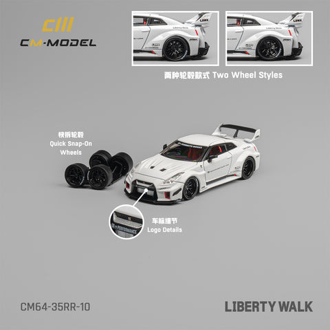 Nissan R35 GTR LBWK Supersilhouette 35GT-RR Liberty Walk White Limited Edition 1:64 CM Model - Big J's Garage