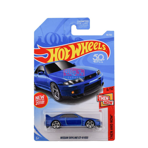 2018 Hot Wheels Nissan Skyline GT-R R33 Blue Then and Now - Big J's Garage