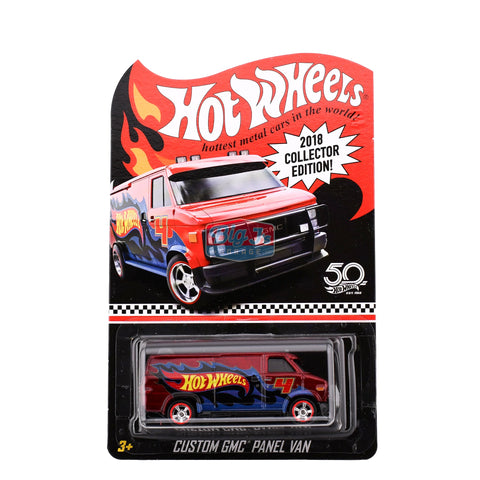 2018 Hot Wheels RLC Collector Edition Custom RED GMC PANEL VAN (MAIL IN) - Big J's Garage
