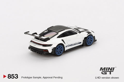 Porsche 911 (992) GT3 RS Weissach Package – White with Indigo Blue Mini GT - Big J's Garage