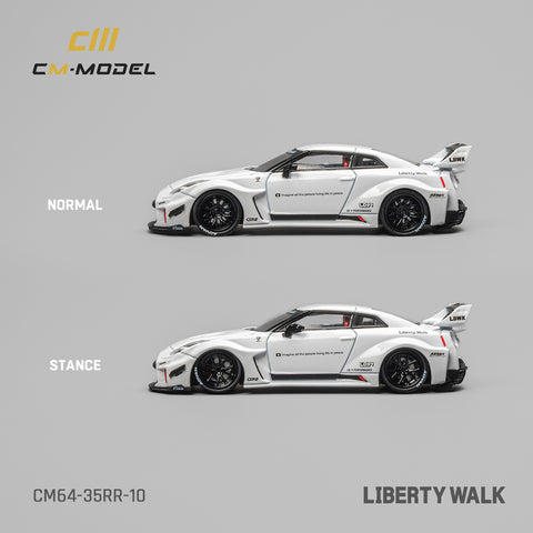 Nissan R35 GTR LBWK Supersilhouette 35GT-RR Liberty Walk White Limited Edition 1:64 CM Model - Big J's Garage