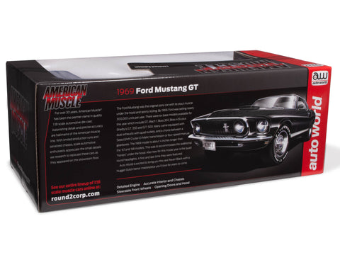 1969 Mustang GT 2+2 Raven Black 1:18 Auto World