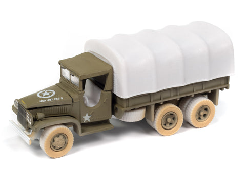 White Lightning WWII GMC CCKW 6x6 654 Days of Combat - Olive Drab (Muddy) Johnny Lightning Assortment History Reveled 2024 Version B - Big J's Garage