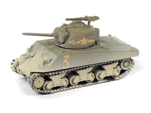 M4A3 Sherman Tank The Tunisia Campaign - & Desert Green Camo (Sandy) Johnny Lightning Assortment History Reveled 2024 Version B - Big J's Garage