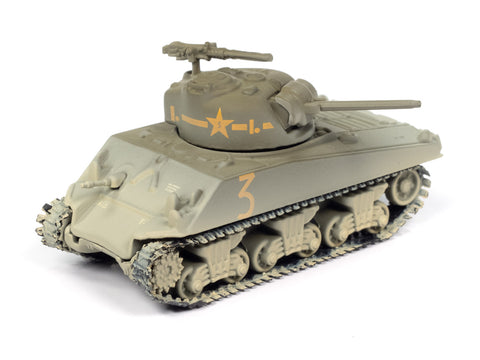 M4A3 Sherman Tank The Tunisia Campaign - & Desert Green Camo (Sandy) Johnny Lightning Assortment History Reveled 2024 Version B - Big J's Garage