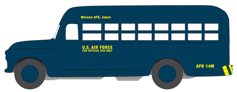 1956 Chevrolet Bus * United States Air Force Misawa Fir Force Base, Japan * The Blue Goose - Air Force Dark Blue w/Yellow Lettering Johnny Lightning Assortment History Command / Control Support 2024 Version A - Big J's Garage