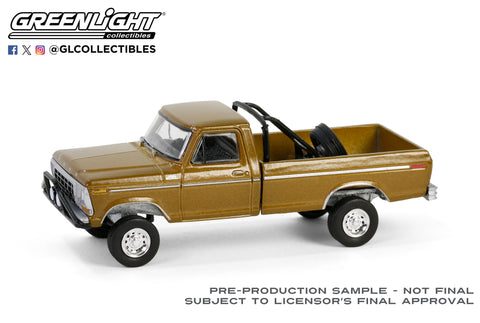 1979 Ford F250 Ranger Lifted with Rollbar Mounted Spare Tire - Gold Metallic All-Terrain Series 16 Greenlight Collectibles - Big J's Garage