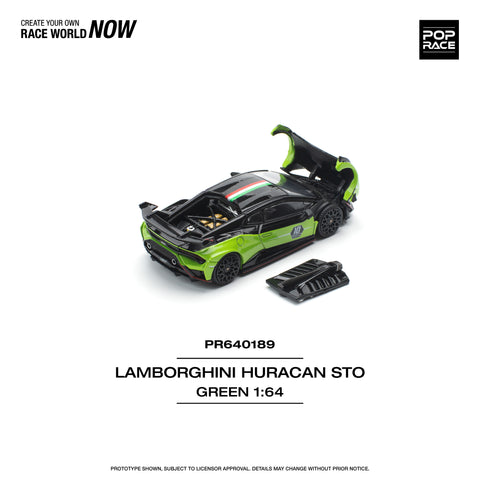 LAMBORGHINI HURACAN STO (LP640-2) 10 ANNIVERSARIO - GREEN/BLACK Pop Race - Big J's Garage