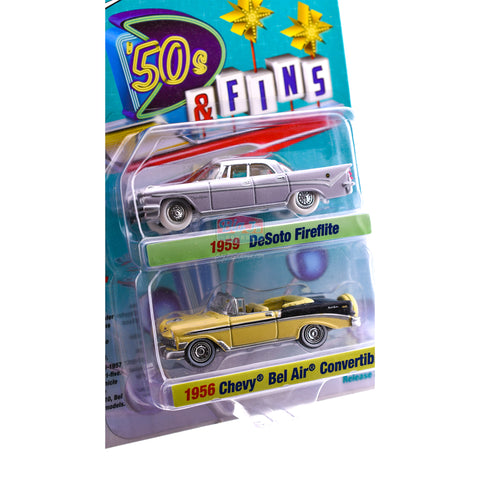 (Chase) 1959 DeSoto Fireflite & 1956 Chevy Bel Air Convertible 2-Pack Johnny Lightning - Big J's Garage