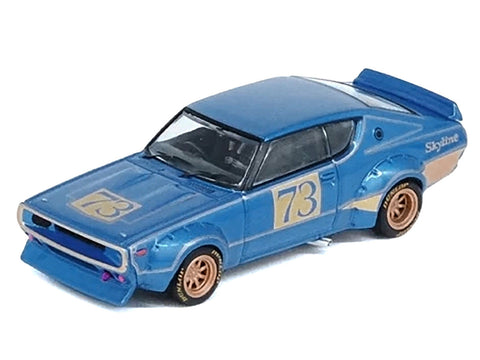 Nissan Skyline 2000 GT-R (KPGC10) RHD (Right Hand Drive) #73 Blue Metallic "Racing Concept" 1/64 Inno 64 - Big J's Garage