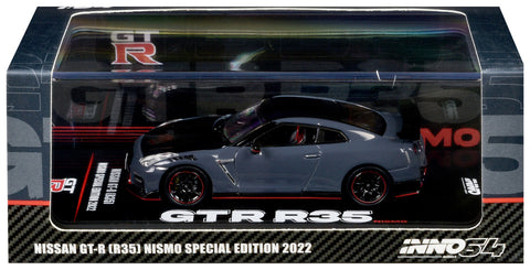 Nissan GT-R (R35) Nismo Special Edition RHD (Right Hand Drive) Stealth Gray with Carbon Top and Hood 1/64 Inno 64