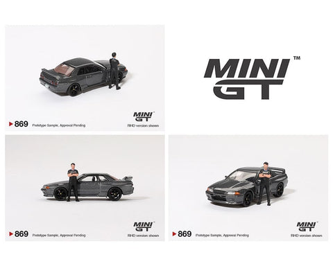 Nissan Skyline GT-R (R32) Nismo Gunmetal W/ Matsuda Figure – Tsugio Matsuda Collection Mini GT - Big J's Garage