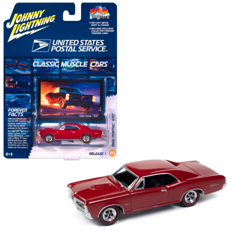 1966 Pontiac GTO USPS Montero Red Johnny Lightning - Big J's Garage