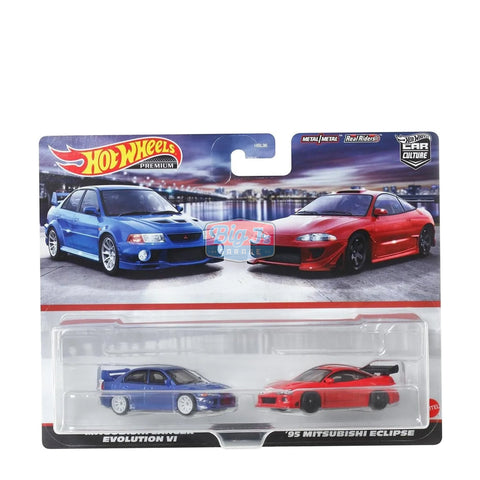 Hot Wheels Premium Car Culture 2-Pack Mitsubishi Lancer Evolution VI and '95 Mitsubishi Eclipse - Big J's Garage