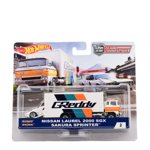 Hot Wheels Team Transport GREDDY Nissan Skyline Laurel 2000 SGX & Sakura - Big J's Garage