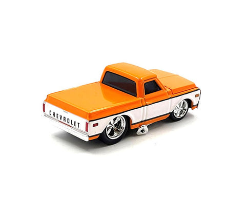 (Pre-Order) 1972 Chevrolet C-10 Pick Up White With Orange Muscle Machines Mijo Exclusives - Big J's Garage