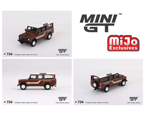 (Pre-Order) Land Rover Defender 110 1985 County Station Wagon – Russet Brown Mini GT Mijo Exclusives - Big J's Garage