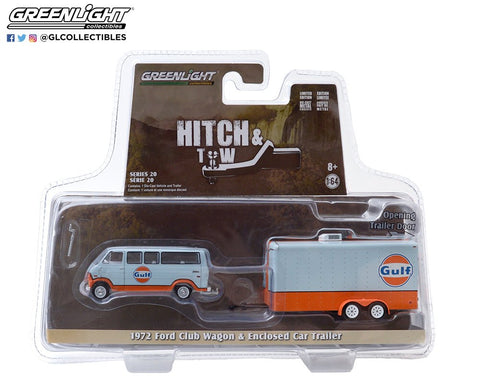 1972 Ford Club Wagon Gulf Oil with Enclosed Car Hauler Collectibles - Big J's Garage