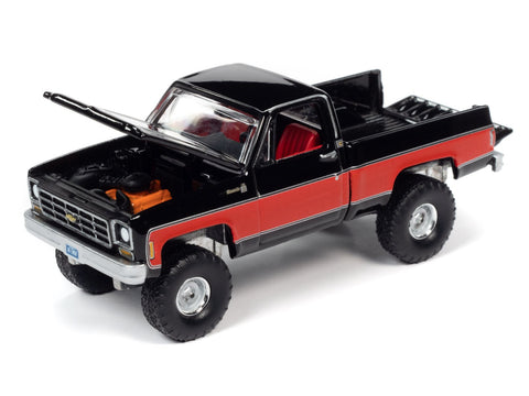 1978 Chevy Silverado K10 Fleetside Midnight Black/Red Auto World - Big J's Garage