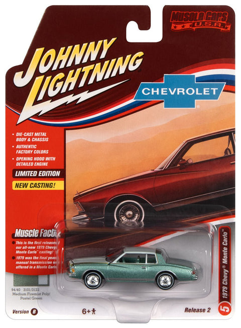 1979 Chevrolet Monte Carlo Medium Green Firemist Poly Body w/Light Green Upper Color (2-Tone) Johnny Lightning - Big J's Garage