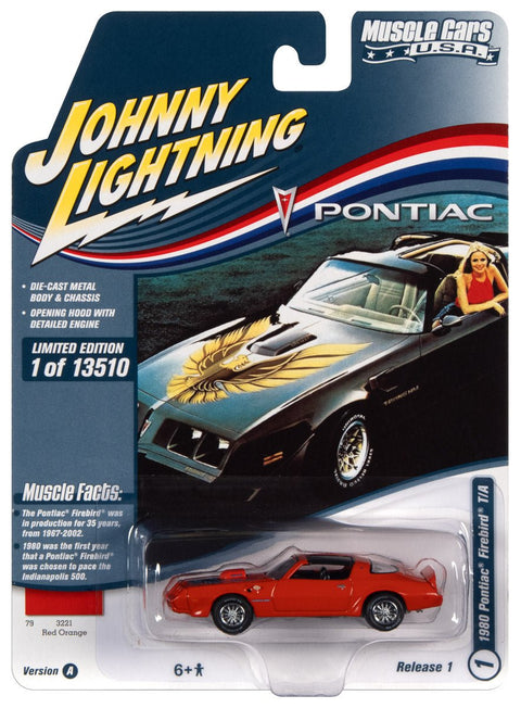1980 Pontiac Firebird T/A Red Orange Johnny Lightning - Big J's Garage