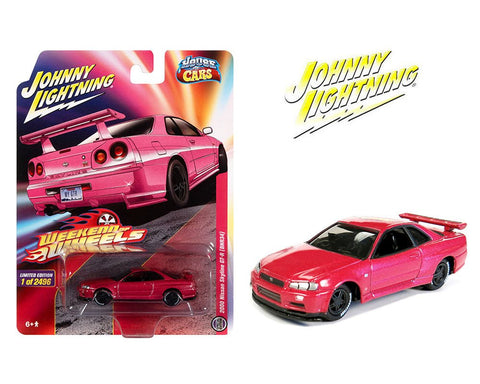 2000 Nissan Skyline GT-R (BNR34) Pink Weekend of Wheels Johnny Lightning Limited Edition - Big J's Garage