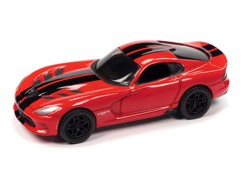 2014 Dodge Viper Adrenaline Red with Twin Black Stripes Johnny Lightning - Big J's Garage