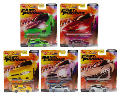 Hot Wheels Fast and Furious Retro Entertainment L Case 5 car set - Big J's Garage