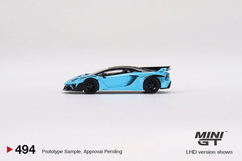 Lamborghini Aventador GT EVO Baby Blue Mini GT Mijo Exclusive - Big J's Garage