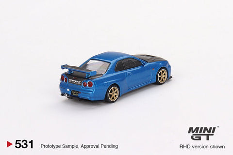 Nissan Skyline GT-R (R34) Top Secret Bayside Blue Mini GT Mijo Exclusive - Big J's Garage