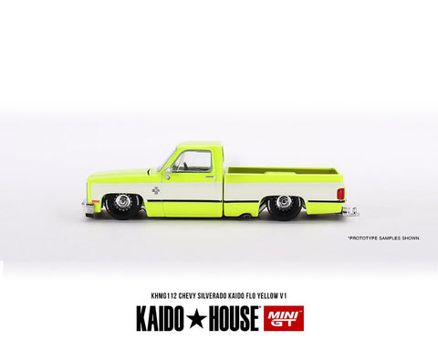 (Pre-Order) Chevy Silverado Kaido FLO Yellow V1 Kaido House x Mini GT - Big J's Garage