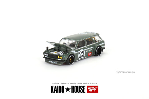 (Pre-Order) Nissan Datsun 510 Wagon Carbon Fiber V3 Green Kaido House x Mini GT - Big J's Garage