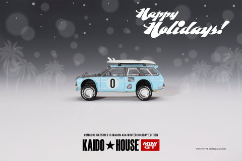 (Pre-Order) Nissan Datsun 510 Wagon Kaido GT Surf Safari RS Winter Holiday Edition Kaido House x Mini GT - Big J's Garage