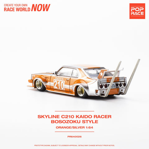 (Pre-Order) Nissan Skyline C210 Kaido Racer Bosozuko Style - Orange/Silver Pop Race - Big J's Garage