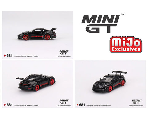(Pre-Order) Porsche 911 (992) GT3 RS - Black with Pyro Red Mini GT Mijo Exclusive - Big J's Garage